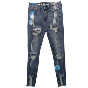 NWT SONG Perfect High Rise Skinny Ankle Jeans Womens 5/27 Blue Distressed